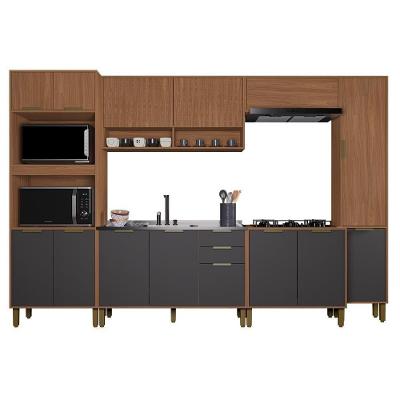 Cozinha Modulada Toronto 6 Peças Com Torre Quente 2 Fornos Freijó-chumbo - Indékes Freijó-chumbo