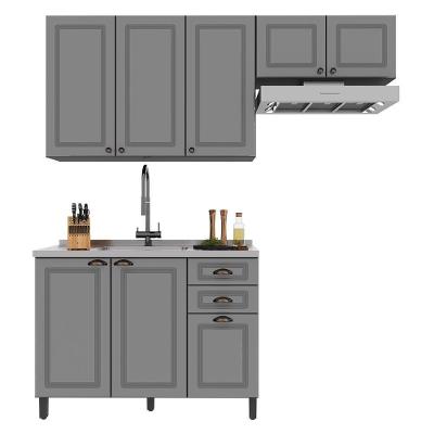 Cozinha Modulada Firenze 3 Peças Com Balcão 120cm Chumbo-titânio Sem Tampo - Indékes Chumbo-titânio