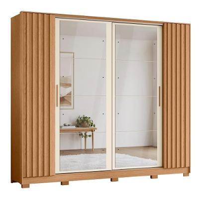Guarda Roupa Casal Jacarandá 4 Portas Flex Freijó-off White Com 8 Espelhos - Móveis Albatroz Freijó-off White
