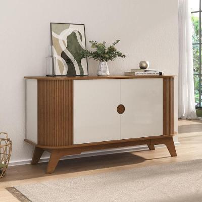 Aparador Buffet 140cm 2 Portas Com Pés Retrô Multimóveis Cr50129 Cinamomo-off White