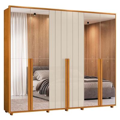 Guarda Roupa Casal Volpi Ripado 6 Portas Cinamomo-off White Com 8 Espelhos - Madetec Cinamomo-off White