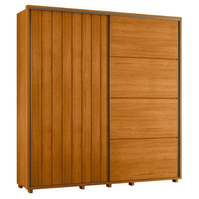 Guarda Roupa Casal Monet Ripado 2 Portas Deslizantes Cinamomo - Madetec Cinamomo