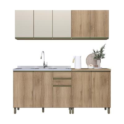 Cozinha Modulada Dinamarca 4 Peças Com Balcão 120cm Castani Sem Tampo - Indékes Castani
