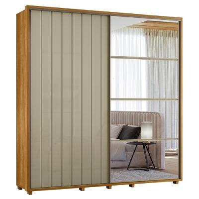 Guarda Roupa Casal Monet Ripado 2 Portas Deslizantes Cumaru-opala Com Espelho - Madetec Cumaru-opala