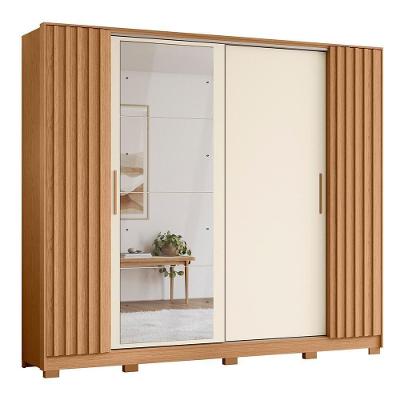 Guarda Roupa Casal Jacarandá 4 Portas Flex Freijó-off White Com 4 Espelhos - Móveis Albatroz Freijó-off White