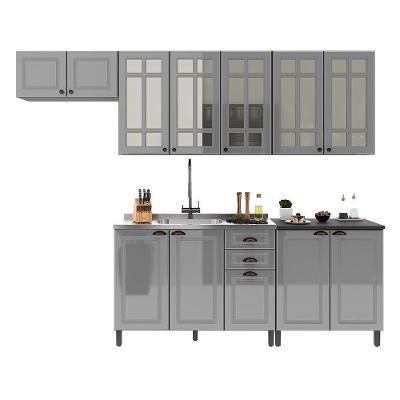 Cozinha Modulada Firenze 5 Peças Com Aéreo 120cm Chumbo-titânio - Indékes Chumbo-titânio