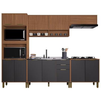 Cozinha Modulada Toronto 5 Peças Com Balcão 120cm Sem Tampo Freijó-chumbo - Indékes Freijó-chumbo