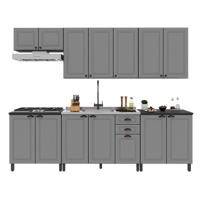 Cozinha Modulada Firenze 6 Peças Com Balcão 120cm Chumbo-titânio Sem Tampo - Indékes Chumbo-titânio