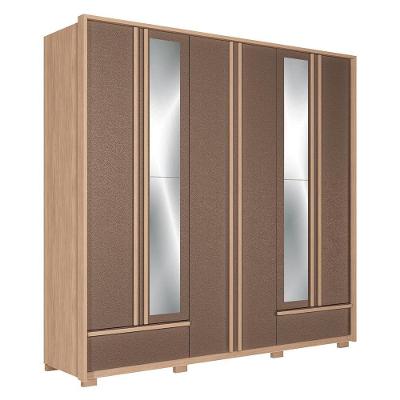 Guarda Roupa Casal Torino 6 Portas Wood-terracota Com Espelho E Pés - Santos Andirá Wood-terracota