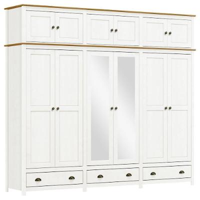 Guarda Roupa Casal Topázio 12 Portas E 3 Gavetas Branco-freijó Com Espelho - Finestra Móveis Branco-freijó