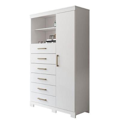 Multi-cômoda Marabá 1.6 1 Porta E 6 Gavetas Branco Com Pés - Santos Andirá Branco