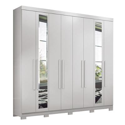 Guarda Roupa Casal Master New 8.4 8 Portas Branco Com Espelho E Pés - Santos Andirá Branco