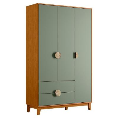 Guarda Roupa Ipê 3 Portas E 2 Gavetas Cinamomo-sálvia - Móveis Albatroz Cinamomo-sálvia