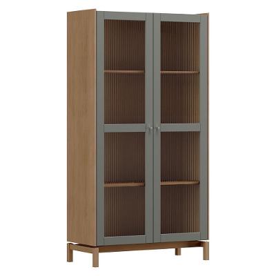 Cristaleira Barcelona 190cm 2 Portas Oak-ferrolack Com Vidro Canelado - Finestra Móveis Oak-ferrolac