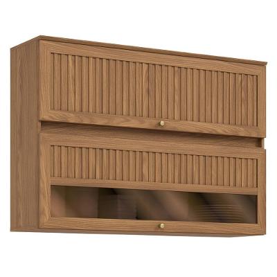 Armário Aéreo Requinte 120cm 2 Portas Basculante Nature Com Vidro Reflecta - Móveis Henn Nature