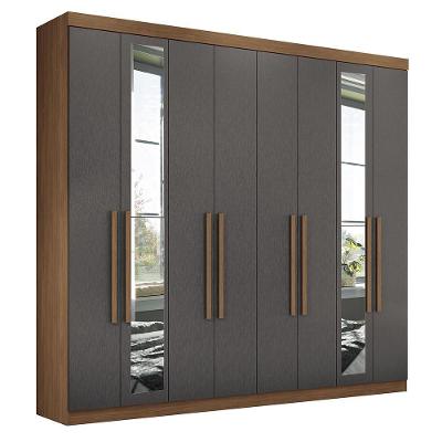 Guarda Roupa Casal Master New 8.4 8 Portas Jatobá-grafite Com Espelho - Santos Andirá Jatobá-grafite