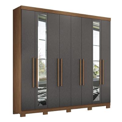 Guarda Roupa Casal Master New 8.4 8 Portas Jatobá-grafite Com Espelho E Pés - Santos Andirá Jatobá-grafite