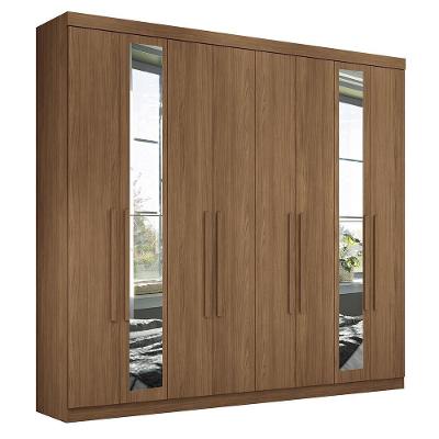 Guarda Roupa Casal Master New 8.4 8 Portas Jatobá Com Espelho - Santos Andirá Jatobá
