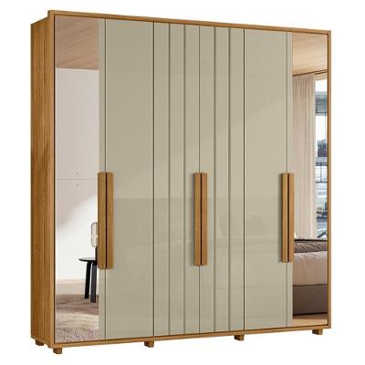 Guarda Roupa Casal Portinari Ripado 6 Portas Cumaru-opala Com Espelho - Madetec Cumaru-opala
