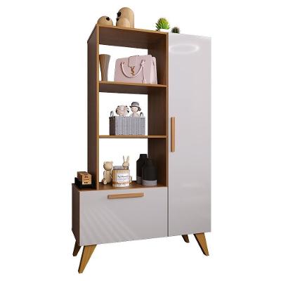 Estante Livreiro Multiuso 6213 Retrô 1 Porta E 1 Gaveta Freijó-off White - Indékes Freijó-off White