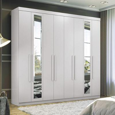Guarda Roupa 8 Portas E 4 Gavetas Com Espelhos Master New Santos Andi Branco