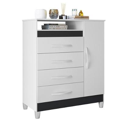 Cômoda Turquesa 1 Porta E 4 Gavetas Quadriflex Branco-titanium - Móveis Albatroz Branco-titanium
