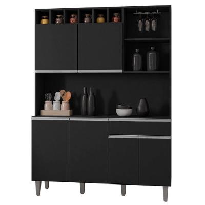 Kit Armário Cozinha Compacta Alice 6 Portas Preto Ajl