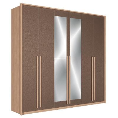 Guarda Roupa Casal Genova 6 Portas Wood-terracota Com Espelho - Santos Andirá Wood-terracota