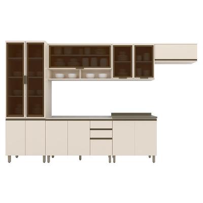 Cozinha Completa Connect 6 Peças Off White Com Cristaleira - Móveis Henn Off White