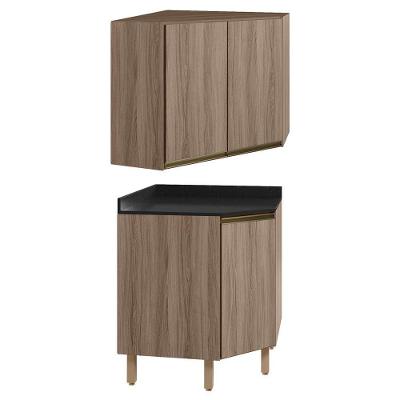 Armario E Balcao Canto Obliquo 75cm Mdf Kali Carvalho Toq Carvalho Toq Nicioli Carvalho Toq Carvalho Toq