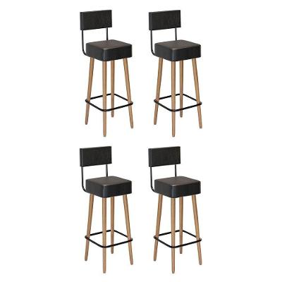 Kit 4 Banquetas Barcelona 96cm Couríssimo Preto - Salaone Preto