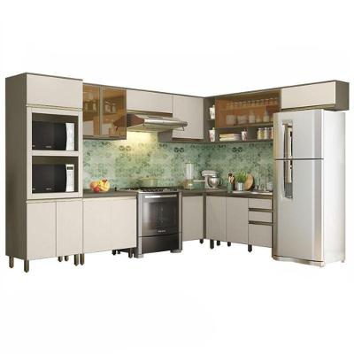 Cozinha Completa De Canto 9 Peças Connect Duna-cristal Com Torre Quente 2 Fornos - Móveis Henn Duna-cristal