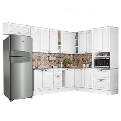 Cozinha Completa De Canto Americana 10 Peças Com Torre Quente Branco - Móveis Henn Branco