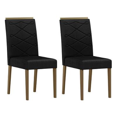 Conjunto 2 Cadeiras Caroline Imbuia/veludo Preto - New Ceval Imbuia/preto