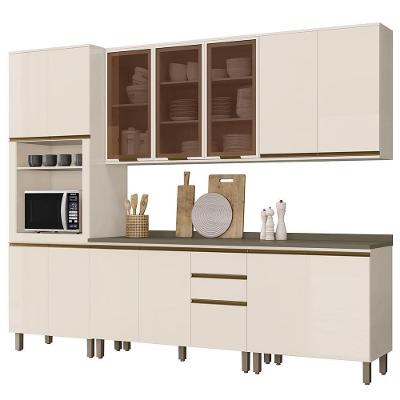 Cozinha Completa 6 Peças Connect Off White Com Aéreo 3 Portas Vidro - Móveis Henn Off White