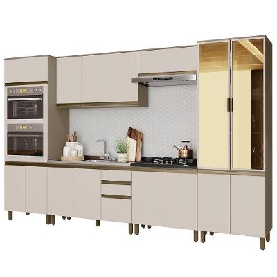 Cozinha Modulada Connect 6 Peças Duna-cristal Com Torre Quente 2 Fornos E Cristaleira - Móveis Henn Duna-cristal