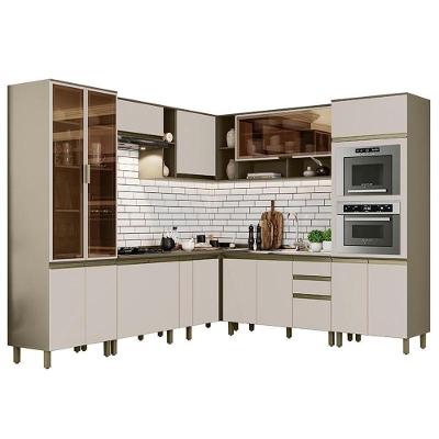 Cozinha Completa De Canto 10 Peças Connect Duna-cristal Com Torre Quente E Cristaleira - Móveis Henn Duna-cristal