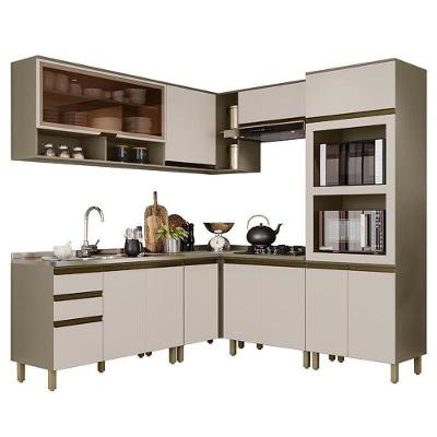 Cozinha Completa De Canto 7 Peças Connect Duna-cristal Com Torre Quente 2 Fornos - Móveis Henn Duna-cristal