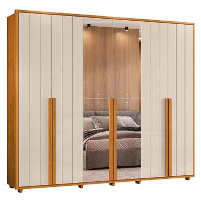 Guarda Roupa Casal Volpi Ripado 6 Portas Cinamomo-off White Com 4 Espelhos - Madetec Cinamomo-off White