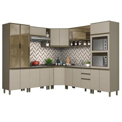 Cozinha Completa De Canto 10 Peças Connect Duna-cristal Com Torre Quente 2 Fornos - Móveis Henn Duna-cristal