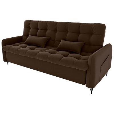 Sofa Cama 2 Lugares 200cm Pillar Veludo E405 Marrom Milani Store Marrom