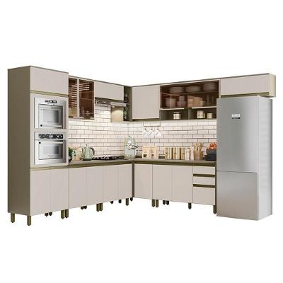 Cozinha Completa De Canto 10 Peças Connect Duna-cristal Com Torre Quente E Aéreo Vidro - Móveis Henn Duna-cristal