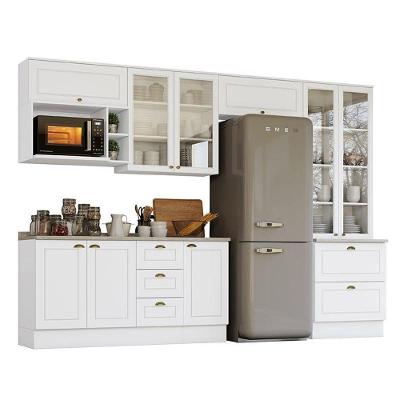 Cozinha Completa Americana 7 Peças Com Cristaleira Branco - Móveis Henn Branco