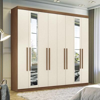 Guarda Roupa 8 Portas E 4 Gavetas Com Espelhos Master New Santos Andi Jatoba/areia