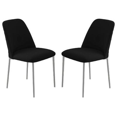 Conjunto 2 Cadeiras Londres Veludo Preto Metal Champanhe