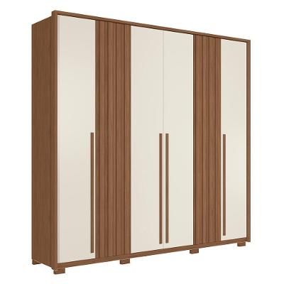 Guarda Roupa Casal Coimbra 6 Portas Jatobá-areia Com Pés - Santos Andirá Jatobá-areia