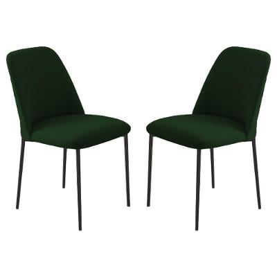Conjunto 2 Cadeiras Londres Veludo Verde Escuro Metal Preto