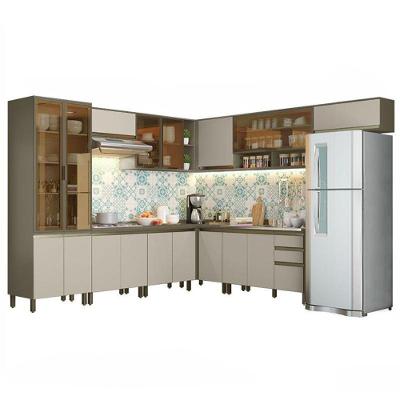 Cozinha Completa De Canto 10 Peças Connect Duna-cristal Com Cristaleira - Móveis Henn Duna-cristal