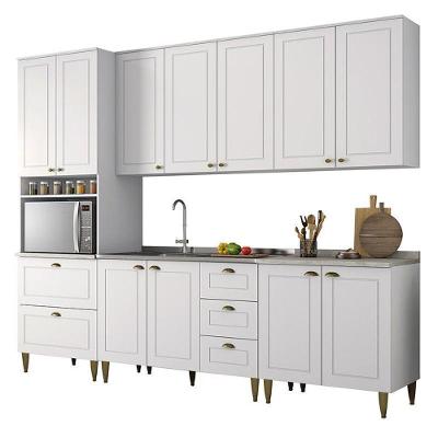 Cozinha Completa 5 Peças Americana Branco Com Torre Quente E Tampo Calcare - Móveis Henn Branco