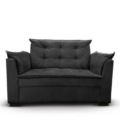 Sofá 2 Lugares Para Sala Moderno Confortável Elegance Suede preto